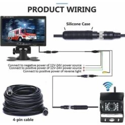 Caméra De Recul Voiture Avec 7 Pouces Écran LCD Moniteur 18 LED IR Vision Nocturne,pour Camping Car/Camion/RV/Remorques/Agricole Gros Fourgons Câble à 4 Broches (12V - 24V) -Dahuace Boutique 100346017 4