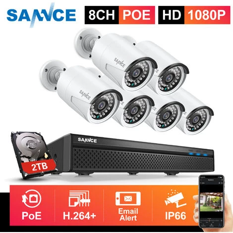 SANNCE Système De Sécurité Vidéo En Réseau PoE 1080P FHD, Surveillance NVR 8CH 5MP Avec Compression Vidéo H.264 + Caméras Résistantes Aux Intempéries 1080P HD 6 Caméras – 2TB 3 SANNCE Système De Sécurité Vidéo En Réseau PoE 1080P FHD, Surveillance NVR 8CH 5MP Avec Compression Vidéo H.264 + Caméras Résistantes Aux Intempéries 1080P HD 6 Caméras – 2TB
