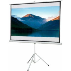HOMCOM Écran De Projection Avec Support Trépied Réglable En Hauteur Home-cinéma Vidéo Projecteur Format 4:3 84 Pouces Blanc