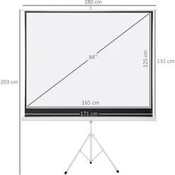 HOMCOM Écran De Projection Avec Support Trépied Réglable En Hauteur Home-cinéma Vidéo Projecteur Format 4:3 84 Pouces Blanc -Dahuace Boutique 16630698 3