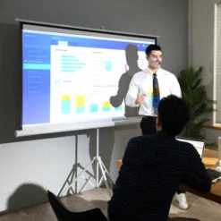 HOMCOM Écran De Projection Avec Support Trépied Réglable En Hauteur Home-cinéma Vidéo Projecteur Format 4:3 84 Pouces Blanc -Dahuace Boutique 16630698 4