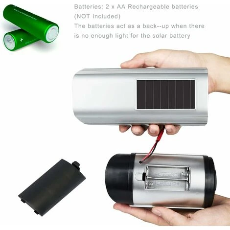 Caméras Factices Avec Panneau Solaire, Fausse De Sécurité Caméra CCTV Avec LED Lumière Pour Usage Intérieur Extérieur (4 Pack, Argent) 6 Caméras Factices Avec Panneau Solaire, Fausse De Sécurité Caméra CCTV Avec LED Lumière Pour Usage Intérieur Extérieur (4 Pack, Argent) – Image 4