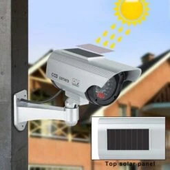 Caméras Factices Avec Panneau Solaire, Fausse De Sécurité Caméra CCTV Avec LED Lumière Pour Usage Intérieur Extérieur (4 Pack, Argent) 11 Caméras Factices Avec Panneau Solaire, Fausse De Sécurité Caméra CCTV Avec LED Lumière Pour Usage Intérieur Extérieur (4 Pack, Argent) -Dahuace Boutique 28654450 5