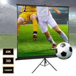 Écran Pour Projecteur, Ecran De Projection, 190 X 190 Cm, Avec Trépied Noir, Matériau: Tissu En Nylon, Acier