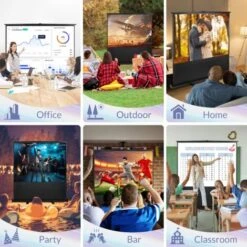 Ecran De Projection Sur Pied, Ecran De Projection Portable, 163 X 123 Cm, Matériau: Toile Blanche, Alliage En Aluminium -Dahuace Boutique 48929780 2