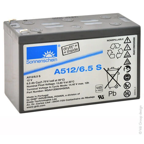 Sonnenschein A500 - Batterie Plomb Etanche Gel A512/6.5S 12V 6.5Ah F4.8 3 Sonnenschein A500 - Batterie Plomb Etanche Gel A512/6.5S 12V 6.5Ah F4.8