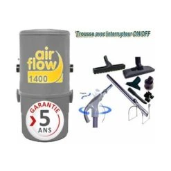 Aspirateur Central AIRFLOW 1400 Garantie 2 Ans (jusqu’à 180 M²) + Trousse Inter 9 ML + 8 Accessoires + 1 Aspi-plumeau Offert
