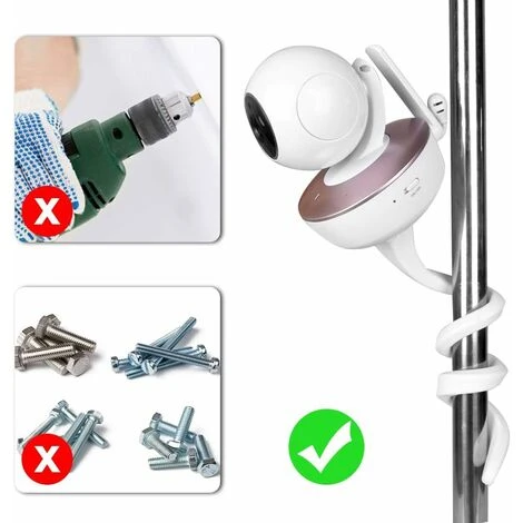 LTS FAFA Universal Support Babyphone Camera, Support De Caméra Moniteur Bebe Flexible, Sans Perçage, Support Compatible Avec La Plupart Des Moniteurs Et Téléphones De Bébé Blanc 6 LTS FAFA Universal Support Babyphone Camera, Support De Caméra Moniteur Bebe Flexible, Sans Perçage, Support Compatible Avec La Plupart Des Moniteurs Et Téléphones De Bébé Blanc – Image 4