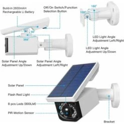 Caméra De Surveillance Solaire à énergie Solaire IP66 étanche Pour Extérieur Avec Détecteur De Mouvement, Lampe Solaire LED Pour Jardin Garage -Dahuace Boutique 66369636 3