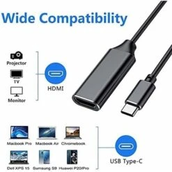 Adaptateur USB C Vers HDMI, Type C Vers HDMI 4K Convertisseur, Cable Type C Vers HDMI Pour Téléphone Portable Ordinateur HDTV Projecteur Compatible Avec Macbook IMac Pad Dell ASUS HP Huawei Samsung BF -Dahuace Boutique 67555421 4