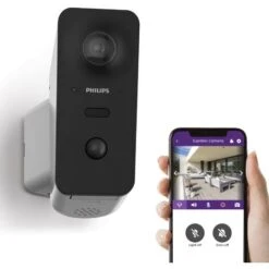 Caméra Extérieure Motorisée Et Connectée + Autotracking - WelcomeEye View - Philips - 531050 - Compatible Avec Visiophone Connect 2 Et La Caméra Intérieur Philips Look -