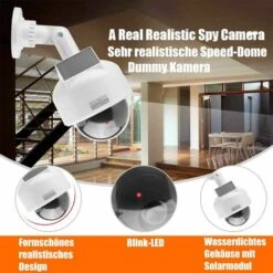 Caméra De Surveillance Solaire Professionnelle Speed Dome Dummy Fake Factice - Caméra De Surveillance D'extérieur - Avec Objectif Et Lumière LED Rouge - Surveillance Des Marchandises, Oi-FRIS -Dahuace Boutique 69549987 3
