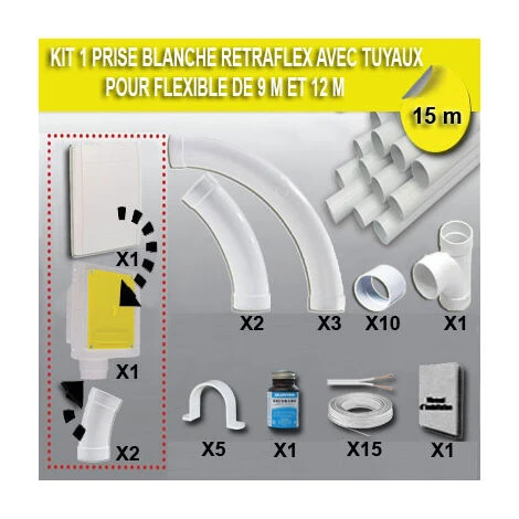 Kit 1 Prise RETRAFLEX Blanche Nouvelle Génération, 20% Plus Petit Que Le Premier Modèle Avec 25m De Tuyaux Pvc (pour Flexibles De 15m Et 18m Non Fournis) 4 Kit 1 Prise RETRAFLEX Blanche Nouvelle Génération, 20% Plus Petit Que Le Premier Modèle Avec 25m De Tuyaux Pvc (pour Flexibles De 15m Et 18m Non Fournis) – Image 2