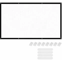 SEENLIN H120 120 " Ecran De Projection Portable Hd: Dacron Blanc 16: 9, Ecran De Projection Video Diagonal De 120 Pouces, Fixe Au Mur, Monte Pour Films De Bureau A La Maison, Cinema A L'Interieur, Ext