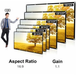 SEENLIN Ecran De Projecteur Hd Portable De 80 Pouces 16: 9 Ecran De Projection Pliable Epais Durable Pour Le Cinema Maison En Plein Air, Blanc -Dahuace Boutique 75560908 3