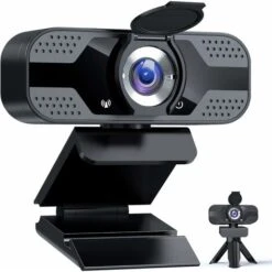 Webcam 1080P Full HD Avec Microphone, Caméra Web USB Avec Trépied, Webcam PC Pour Ordinateur De Bureau Et Portable, Web Camera Pour Vidéo, Etudes, Vidéoconférence, Enregistrement, Jeux, Cours En Ligne