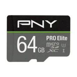 PNY PRO Elite Carte Mémoire MicroSDXC 64 Go + Adaptateur SD, Vitess De Lecture Jusqu'à 100 Mo/s, Vitesse D'écriture Jusqu'à 90 Mo/s, Classe 10 UHS-I, U3, A1 App Performance, V30 Pour La Vidéo 4K (P-SD