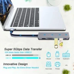 HUB USB C, Station D'accueil, Adaptateur USB C 10 En 1 Avec HDMI 4K, VGA, Type C PD, Ports USB 3.0, Ethernet RJ45, Lecteur De Carte SD/TF, AUX 3,5 Mm, Compatible Avec MacBook Pro/Air, Plus Appareils D -Dahuace Boutique 77809292 4