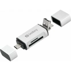 Sandberg Card Reader USB-C+USB+MicroUSB Lecteur De Carte Mémoire Argent - Lecteurs De Carte Mémoire (MicroSD (TransFlash),SD, Argent, USB, 1 Pièce(s), 80 Mm, 16 Mm) (136-28)