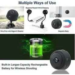 Caméra Wifi De Sécurité Sans Fil Mini Petite Caméra Ip Caméra Smart Home Night Virsion Caméscope Magnétique Surveillance, Intégré, App Vie En Temps Réel -Dahuace Boutique 78769109 4