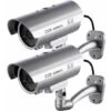 2 X Camera Factice Caméra Extérieure Factice Pour Une Utilisation Intérieure Ou Extérieure Avec Une Forme De Balle LED Clignotante （Argent） -Dahuace Boutique 81195034 1
