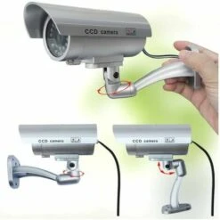 2 X Camera Factice Caméra Extérieure Factice Pour Une Utilisation Intérieure Ou Extérieure Avec Une Forme De Balle LED Clignotante （Argent） -Dahuace Boutique 81195034 3