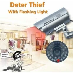 2 X Camera Factice Caméra Extérieure Factice Pour Une Utilisation Intérieure Ou Extérieure Avec Une Forme De Balle LED Clignotante （Argent） -Dahuace Boutique 81195034 4