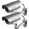 2 X Camera Factice Caméra Extérieure Factice Pour Une Utilisation Intérieure Ou Extérieure Avec Une Forme De Balle LED Clignotante （Argent） -Dahuace Boutique 86043356 1