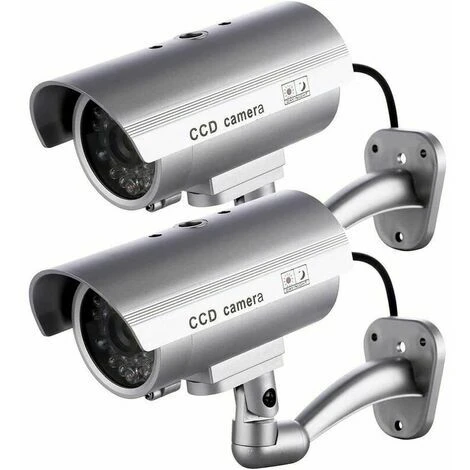2 X Camera Factice Caméra Extérieure Factice Pour Une Utilisation Intérieure Ou Extérieure Avec Une Forme De Balle LED Clignotante (Argent) 3 2 X Camera Factice Caméra Extérieure Factice Pour Une Utilisation Intérieure Ou Extérieure Avec Une Forme De Balle LED Clignotante (Argent)
