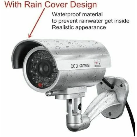 2 X Camera Factice Caméra Extérieure Factice Pour Une Utilisation Intérieure Ou Extérieure Avec Une Forme De Balle LED Clignotante (Argent) 4 2 X Camera Factice Caméra Extérieure Factice Pour Une Utilisation Intérieure Ou Extérieure Avec Une Forme De Balle LED Clignotante (Argent) – Image 2