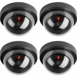 Caméras Factices, Fausse De Sécurité Caméra Dôme CCTV Avec LED Clignotant Lumière Pour Les Entreprises Magasins Accueil, Usage Intérieur Extérieur (4 Pack)