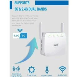 OAAO Répéteur D'amplificateur D'extension WiFi Pour La Maison Et L'extérieur, Super Booster 1200 Mbps (6000 Pieds Carrés), WiFi 2,4 Et 5 GHz Signal WiFi WPS Double Bande Forte Pénétrabilité, Couvertur -Dahuace Boutique 87916284 5