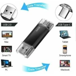 OAAO Clé USB C 64 GO, Bifrost Type-C Clef USB 64 GO 2 En 1 OTG Pen Drive 64GB Mini USB C Flash Drive 64GO Pour Huawei/Oneplus/Xiaomi/Smartphones Doté Type-C Et OTG Activé, Matebook, PC, Tablette. (Noi -Dahuace Boutique 87917355 4