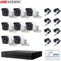HIKVISION VIDEO SURVEILLANCE KIT DVR 8 CHANNELS 8 CAMERAS 4 MPX