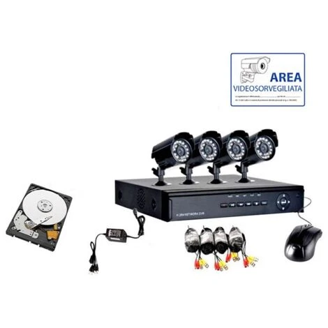 KIT DE SURVEILLANCE VIDÉO 4 CAMÉRAS INFRAROUGES HD160 + DVR + ALIMENTATION + CÂBLES 4 KIT DE SURVEILLANCE VIDÉO 4 CAMÉRAS INFRAROUGES HD160 + DVR + ALIMENTATION + CÂBLES – Image 2