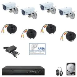 KIT DE VIDÉOSURVEILLANCE AHD IP CLOUD DVR 4 CANAUX 4 CAMÉRAS HD IR 2 MPX HD 320GB