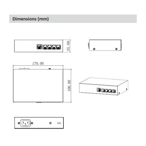 SWITCH POE 4 PORTS DAHUA RJ45 LAN ETHERNET + 1 UPLINK 10/100MBPS IP VIDEO SURVEILLANCE 5 SWITCH POE 4 PORTS DAHUA RJ45 LAN ETHERNET + 1 UPLINK 10/100MBPS IP VIDEO SURVEILLANCE – Image 3
