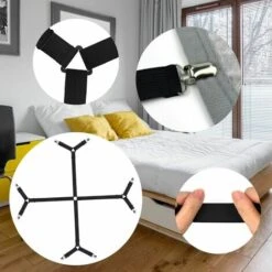 Sangs De Drap De Lit, Sangs De Support De Drap De Lit Longues Réglabs Pinces Pour Drap De Lit, Tendeur Drap Housse De Lit Avec 8 Clips Pour Housse De Coussin Drap De Lit Ou Housse De Canapé -Dahuace Boutique 90066512 3