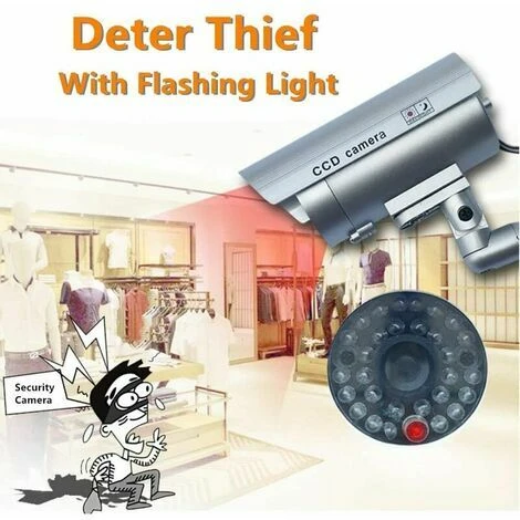 2 X Camera Factice Caméra Extérieure Factice Pour Une Utilisation Intérieure Ou Extérieure Avec Une Forme De Balle LED Clignotante Guazhuni(Argent) 6 2 X Camera Factice Caméra Extérieure Factice Pour Une Utilisation Intérieure Ou Extérieure Avec Une Forme De Balle LED Clignotante Guazhuni(Argent) – Image 4