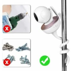 Universal Support Babyphone Camera, Support De Caméra Moniteur Bebe Flexible, Sans Perçage, Support Compatible Avec La Plupart Des Moniteurs Et Téléphones De Bébé Blanc -Dahuace Boutique 92103968 4