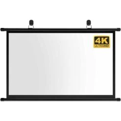 Écran De Videoprojecteur, Toile De Videoprojecteur,16:9 HD Ecran De Projection, Anti-froissement Ecran Projection Enroulable, Pour Bureau (Mural/Plafond)