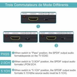 Convertisseur HDMI Vers HDMI + AUDIO + SPDIF + R/L HD 4K 30Hz Pour Home Cinéma-962.5cm -Dahuace Boutique 92628436 3