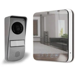 Visiophone Couleur Ultra Plat Design Effet Miroir -