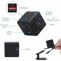 Mini Caméra Espion , HD 1080P Caméra Petite De Surveillance Portable, Micro Caméra Cachée Avec Détection De Mouvement Et Vision Nocturne Infrarouge, Pour L'intérieur Et L'extérieur -Dahuace Boutique 94538718 2