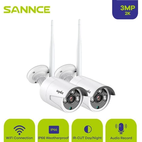 SANNCE WiFi Caméra De Surveillance IP Caméra Sans Fil 3MP 2 Caméras De Vidéosurveillance Sécurité Intérieur Extérieur Wireless Caméra Bullet Blanc 3 SANNCE WiFi Caméra De Surveillance IP Caméra Sans Fil 3MP 2 Caméras De Vidéosurveillance Sécurité Intérieur Extérieur Wireless Caméra Bullet Blanc