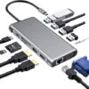 Hub USB C HDMI, Adaptateur Multiport 12-en-1 Vers Dual HDMI Et VGA, Carte SD/TF, 4 Ports USB, Docking Station Double HDMI Pour MacBook 2 Hub USB C HDMI, Adaptateur Multiport 12-en-1 Vers Dual HDMI Et VGA, Carte SD/TF, 4 Ports USB, Docking Station Double HDMI Pour MacBook -Dahuace Boutique 97245667 1