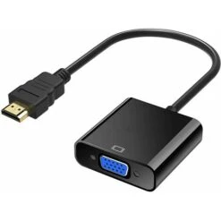 Adaptateur HDMI Vers VGA Avec Audio 3,5 Mm Et Port Micro USB Convertisseur Plaqué Or HDTV Actif 1080P, Câble Audio Et Câble Micro USB Inclus