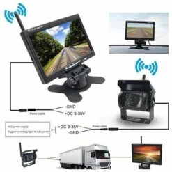 Camera De Recul Sans Fil Pour Vehicule Moniteur LCD De 7 Pouces Pour Camion, Bus, RV, Remorque, Excavateur 12V-24V Etanche IP67 Angle 120�� -Dahuace Boutique 98598030 5