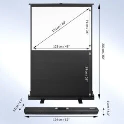Ecran De Projection Portable 60 Pouces, Ecran De Projection Sur Pied, 121 X 91 Cm, 4:3 Full HD 3D -Dahuace Boutique 98800938 5